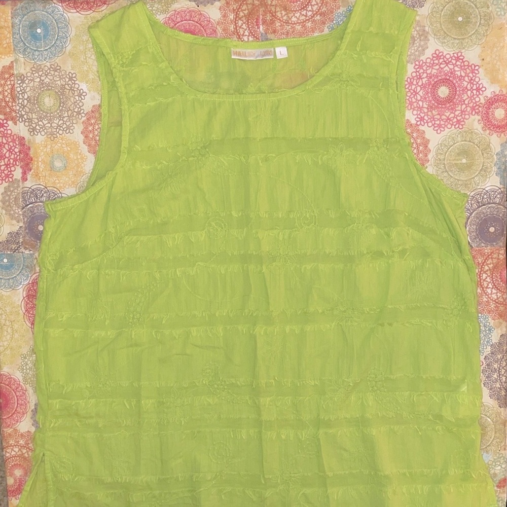 Hailey Lyn Vintage Floral Embroidered Lightweight Tank Top